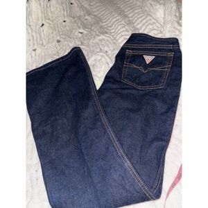 Vintage GUESS USA Flare Jeans 26x32 Dark Wash Made In USA Y2K Denim